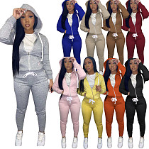 Hot Selling Fashion Casual Skinny 2 Pcs Track Suit Outfits Two Piece Pants Set Women Clothing