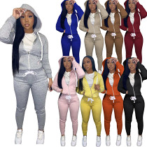Hot Selling Fashion Casual Skinny 2 Pcs Track Suit Outfits Two Piece Pants Set Women Clothing