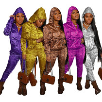 New Arrival Casual Sport Reflective Color Pattern Print Zipper Hoodie Fall 2 Piece Set Women Two Piece Pants Set