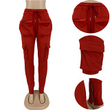 Newest Design Autumn Street Style Solid Color Cargo Pants Double Sided Velvet Three-Dimensional Pocket Women Pants