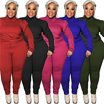 Newest Design Autumn Casual Solid Color Plus Size Set Women Clothes Two Piece Pants Set