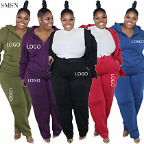 Amazon 2021 Womens Clothing Solid Color Hooded Two Piece Pants Set Plus Size Sportswear Ladies 2 Piece Set