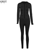 Hot Selling Women Fall Clothes 2021 Sweatpants And Hoodie Set Lounge Wear Joggers Pants Two Piece Pants Set