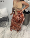 Good Quality Club Wear Wrap Leopard Print Skirt Long Skirts With Tassels For Women