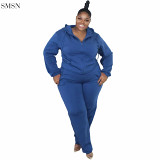 Amazon 2021 Womens Clothing Solid Color Hooded Two Piece Pants Set Plus Size Sportswear Ladies 2 Piece Set