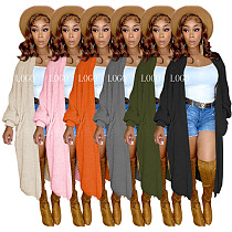 New Arrival 2021 Casual Solid Color Sweater Cardigan Coat Women Street Fashion Long Coat