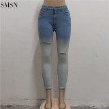 Lowest Price Sexy Slim Elastic High Waisted Pencil Pants Ladies Skinny Ripped Jeans