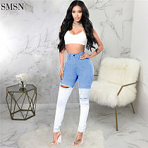 Lowest Price Sexy Slim Elastic High Waisted Pencil Pants Ladies Skinny Ripped Jeans