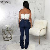 New Arrival Autumn Women'S Jeans Denim Casual Ripped Stacked Jeans Pants Jean Outfits For Women