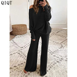 Wholesale Sexy Solid Color Two Piece Pants Set Women Clothing Fall Two Piece Sets For Women