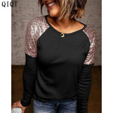 Latest Design Long Sleeve Casual Women Top Print O-Neck Blouse Women Shirts Top For Ladies