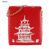 2021 New Design Fashion Creative Pu Leather Messenger Crossbody Handbags Purse Red Printing Handbag Women Purses