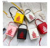 2021 New Design Fashion Creative Pu Leather Messenger Crossbody Handbags Purse Red Printing Handbag Women Purses