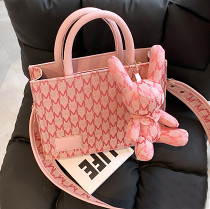 Women Shoulder Handbags For Modern Women Pu Leather Handbags Luxury Bags with Bear Pendant For Ladies