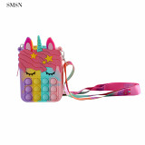 Summer Color Silicon Bubble Unicorn Pop Purse Mini Handbags Messenger Bag Kids Purses Women Hand Bag