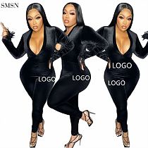 Fall 2021 Women Fashion Clothing Long Sleeve Black One Piece Jumpsuits Sexy Women Jumpsuits And Rompers