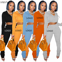 High Quality Casual Stacked Sweatpants And Hoodie Two Piece Set Woman 2021 Women Sportswear Ladies 2 Piece Set Women