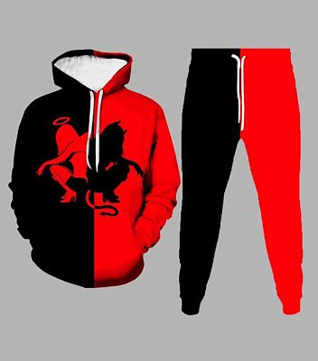 Latest Design Color Matching 3D Printing Two Piece Set Men Autumn And Winter Sports Suits Hoodie Set Men