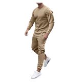 Fashion Amazon 2021 Solid Color Long Sleeve Men's Two Piece Pants Set Men's Sports Wear Casual Jogging Suits
