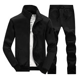 New Trendy Solid Color Zipper Two Piece Sets For Men Autumn And Winter Long Sleeve Casual Sports Set
