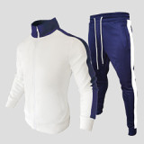 New Arrival Color Matching Stand Collar Two Piece Sets For Men Spring And Autumn Cardigan Long Sleeve Hoodie Sets