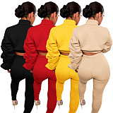 Amazon fall winter long sleeve stacked sleeve multi color hoodie sets two piece outfits