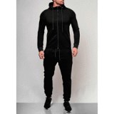 Best Seller Solid Color Long Sleeve Two Piece Sets For Men Outdoor Sports Casual Hoodie Suit