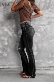 Women Fashion Clothing High Waist Woman Jeans Ripped Jeans Pants Bell Bottom Jeans For Women