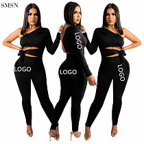 New Style Slash Neck Black Womens Two Piece Set Casual Hollow Out 2 Piece Pants Set Women