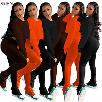 New Arrival Solid Color Fall 2021 Women Clothes Casual Sportswear Ladies 2 Piece Set Women