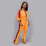 New Arrival Casual Zip Jacket And Trousers Zipper Stitching Sportswear Ladies Fall 2 Piece Set Women Two Piece Pants Set