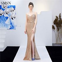 High Split Sling Sexy Backless Elegant Casual Evening Dresses With Sequined Luxury Party Gown Evening Dress