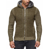Hot Selling High Collar Hooded Men Cardigan Sweater Fashionable Cardigan Sweater Coat With Zipper