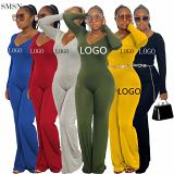Good Quality Solid Color V Neck Jumpsuits Women 2021 Women Wide Leg One Piece Jumpsuits And Rompers