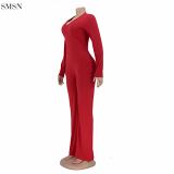 Good Quality Solid Color V Neck Jumpsuits Women 2021 Women Wide Leg One Piece Jumpsuits And Rompers
