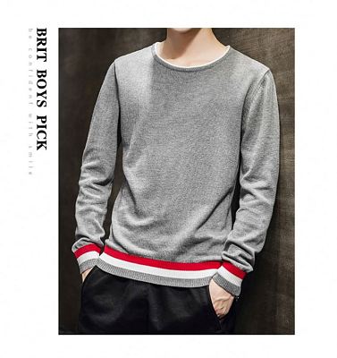 New Arrival 2021 Long Sleeve Round Collar Men's Cotton Sweater Young Men Students Autumn And Winter Sweater