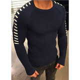 Lowest Price Patchwork Color Round Collar Men's Sweaters Fashionable Long Sleeve Sweaters
