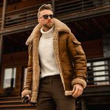 High Quality Solid Color Medium Long Men's Winter Jackets Coats Leather Fleece Thickened Jackets