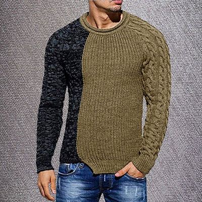 Amazon 2021 O Neck Patchwork Men's Sweaters Autumn And Winter New Casual Fashion Sweaters