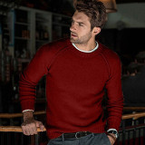 Newest Design Solid Color Round Collar Men's Sweaters Autumn & Winter Casual Men's Knit Sweater