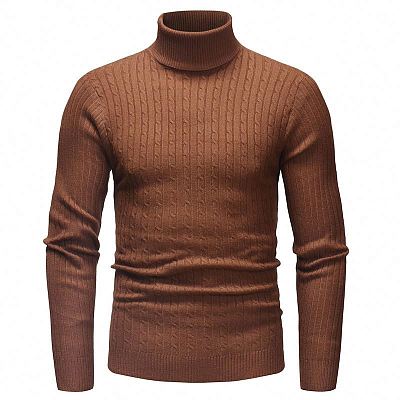 New Arrival Solid Color High Collar Men's Sweaters 2021 Autumn Men's Fashion Knit Sweater