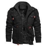 Trendy 2021 Solid Color Multi Pocket Fleece Plus Size Men's Jackets Autumn Winter Coats Jackets For Men