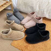 D12946 Solid color 2021 winter new style casual fashion woman shoes keep warm female flat snow boots