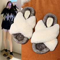 D12956 Solid color fashion street trend 2021 autumn and winter new style anti slip women house slippers