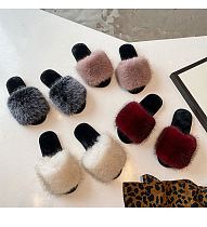 D12806 New style autumn and winter solid color comfort antiskid plush women flat shoes fashion home slippers