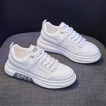D12971 Korean edition simple style student white shoes solid color fashion running chunky sneakers