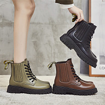 D12975 New style british style fashion street trend retro solid color 2021 autumn waterproof leather boots