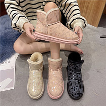 D13002 Internet celebrity style fashionable thicken waterproof 2021 new winter outdoor flat snow boots