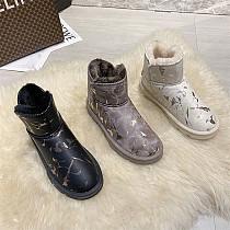D12998 New upgrade fashion korean edition print 2021 fall and winter thick soled comfortable snow boots