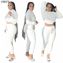 Autumn Winter Thickened Warm Sports Leggings Women'S Sets White Sportswear Ladies Crop Top 2 Piece Set Women